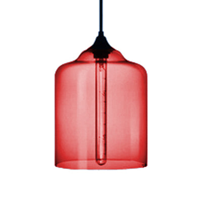 Glass Jug Suspension Light Contemporary 1 Light Red/Brown/Blue Hanging Ceiling Light Red Clearhalo 'Ceiling Lights' 'Glass shade' 'Glass' 'Modern Pendants' 'Modern' 'Pendant Lights' 'Pendants' Lighting' 118824