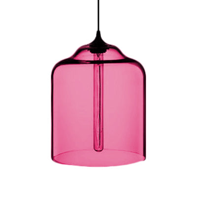 Glass Jug Suspension Light Contemporary 1 Light Red/Brown/Blue Hanging Ceiling Light Rose Red Clearhalo 'Ceiling Lights' 'Glass shade' 'Glass' 'Modern Pendants' 'Modern' 'Pendant Lights' 'Pendants' Lighting' 118826