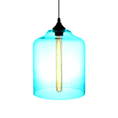 Glass Jug Suspension Light Contemporary 1 Light Red/Brown/Blue Hanging Ceiling Light Sky Blue Clearhalo 'Ceiling Lights' 'Glass shade' 'Glass' 'Modern Pendants' 'Modern' 'Pendant Lights' 'Pendants' Lighting' 118827