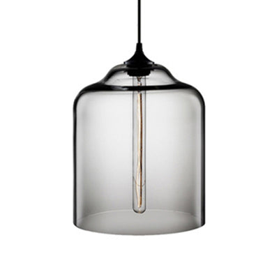 Glass Jug Suspension Light Contemporary 1 Light Red/Brown/Blue Hanging Ceiling Light Smoke Gray Clearhalo 'Ceiling Lights' 'Glass shade' 'Glass' 'Modern Pendants' 'Modern' 'Pendant Lights' 'Pendants' Lighting' 118831