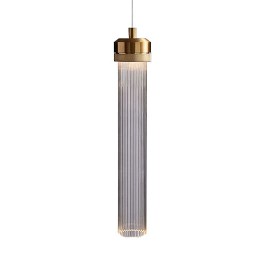 Simple 1-Light Hanging Lamp with Clear Glass Shade Gold Cylinder Pendant Light for Restaurant Bedroom Clearhalo 'Ceiling Lights' 'Modern Pendants' 'Modern' 'Pendant Lights' 'Pendants' Lighting' 118875