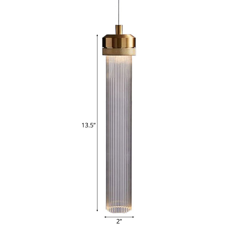 Simple 1-Light Hanging Lamp with Clear Glass Shade Gold Cylinder Pendant Light for Restaurant Bedroom Clearhalo 'Ceiling Lights' 'Modern Pendants' 'Modern' 'Pendant Lights' 'Pendants' Lighting' 118876