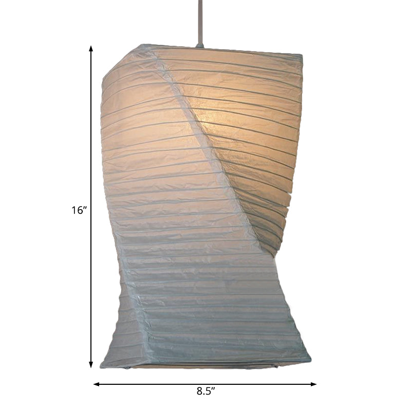 Lantern Ceiling Pendant Light Retro Fabric 8.5"/10.5"/11.5" Wide 1 Light White Hanging Lamp Kit Clearhalo 'Ceiling Lights' 'Modern Pendants' 'Modern' 'Pendant Lights' 'Pendants' Lighting' 118915