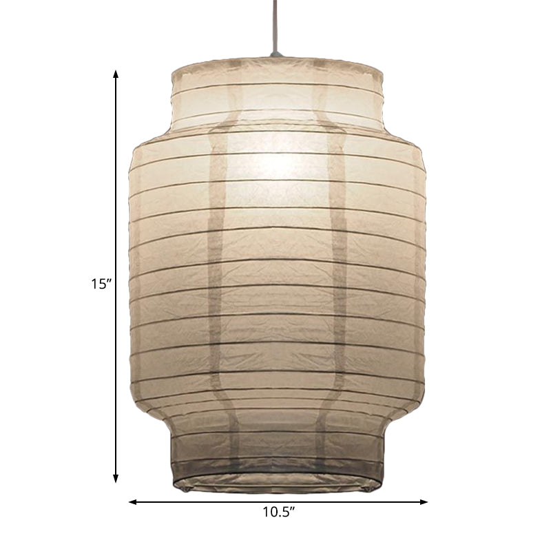 Lantern Ceiling Pendant Light Retro Fabric 8.5"/10.5"/11.5" Wide 1 Light White Hanging Lamp Kit Clearhalo 'Ceiling Lights' 'Modern Pendants' 'Modern' 'Pendant Lights' 'Pendants' Lighting' 118919