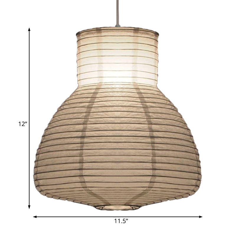 Lantern Ceiling Pendant Light Retro Fabric 8.5"/10.5"/11.5" Wide 1 Light White Hanging Lamp Kit Clearhalo 'Ceiling Lights' 'Modern Pendants' 'Modern' 'Pendant Lights' 'Pendants' Lighting' 118923