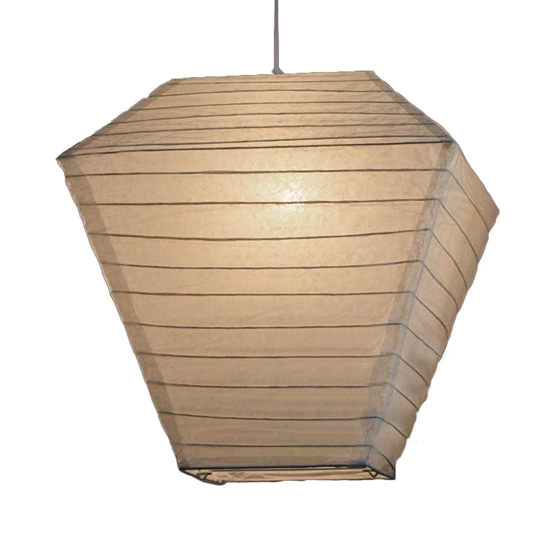 Lantern Ceiling Pendant Light Retro Fabric 8.5"/10.5"/11.5" Wide 1 Light White Hanging Lamp Kit Clearhalo 'Ceiling Lights' 'Modern Pendants' 'Modern' 'Pendant Lights' 'Pendants' Lighting' 118926