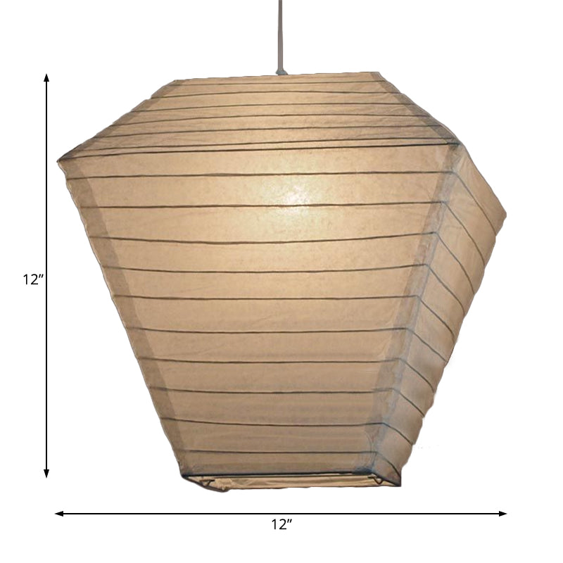 Lantern Ceiling Pendant Light Retro Fabric 8.5"/10.5"/11.5" Wide 1 Light White Hanging Lamp Kit Clearhalo 'Ceiling Lights' 'Modern Pendants' 'Modern' 'Pendant Lights' 'Pendants' Lighting' 118927