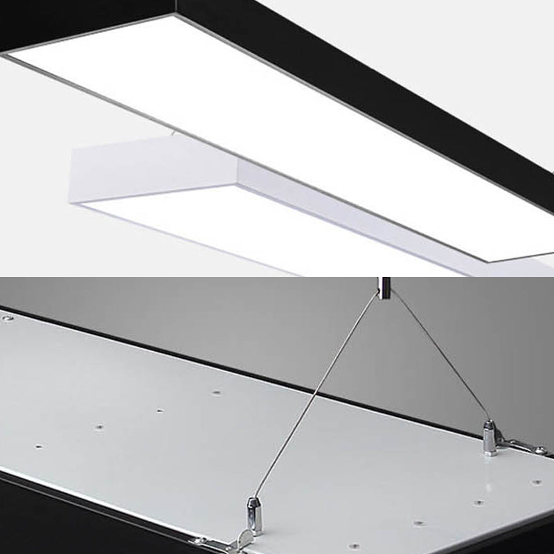 23.5"/35.5"/47" Long Led Hanging Lighting with Slim Rectangular Linear Metal Shade Minimal Silver/Black/White Ceiling Pendant Lamp, 5"/8"/12" Wide Clearhalo 'Ceiling Lights' 'Modern Pendants' 'Modern' 'Pendant Lights' 'Pendants' Lighting' 118984