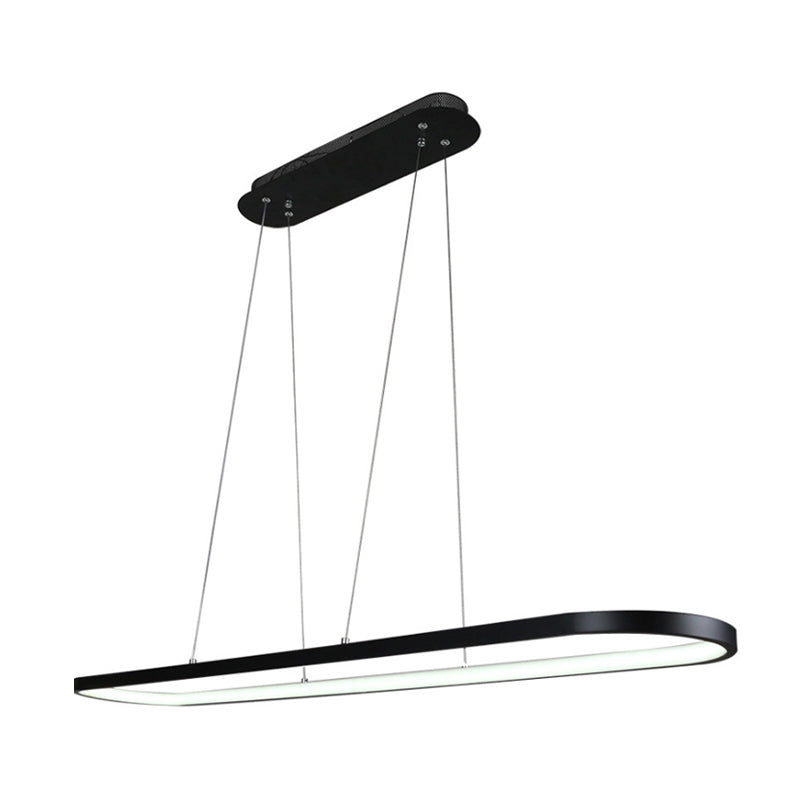 Acrylic Oval Drop Pendant Simplicity 27"/35.5"/47" Wide LED Black/White Hanging Ceiling Light over Table in Warm/White/Remote Control Stepless Dimming Light Clearhalo 'Ceiling Lights' 'Modern Pendants' 'Modern' 'Pendant Lights' 'Pendants' Lighting' 119025