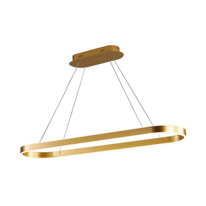 31.5"/39"/47" Wide Gold/White Oval Suspension Pendant Minimalist LED Acrylic Ceiling Light over Island in Warm/White Light Clearhalo 'Ceiling Lights' 'Modern Pendants' 'Modern' 'Pendant Lights' 'Pendants' Lighting' 119034