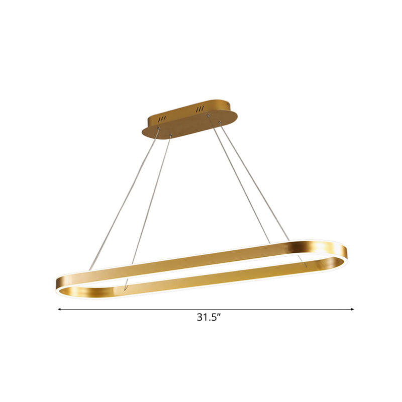 31.5"/39"/47" Wide Gold/White Oval Suspension Pendant Minimalist LED Acrylic Ceiling Light over Island in Warm/White Light Clearhalo 'Ceiling Lights' 'Modern Pendants' 'Modern' 'Pendant Lights' 'Pendants' Lighting' 119037