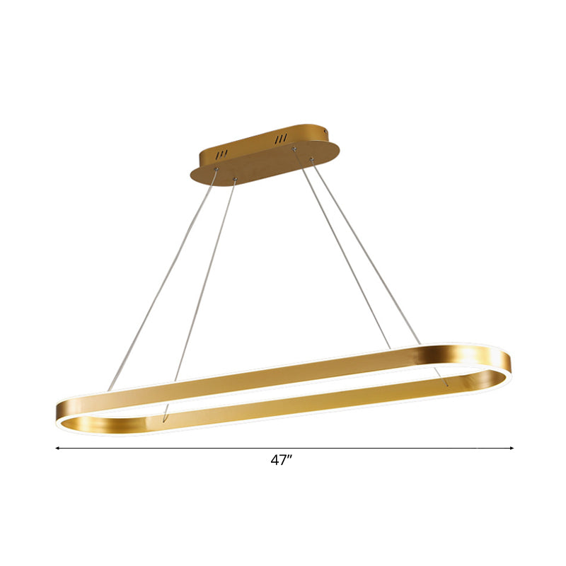 31.5"/39"/47" Wide Gold/White Oval Suspension Pendant Minimalist LED Acrylic Ceiling Light over Island in Warm/White Light Clearhalo 'Ceiling Lights' 'Modern Pendants' 'Modern' 'Pendant Lights' 'Pendants' Lighting' 119039