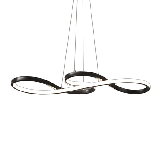 Modernism LED Ceiling Pendant with Acrylic Shade Black/White/Gold Twisted Hanging Lamp in Warm/White/Natural Light, 29.5"/39" Wide Clearhalo 'Ceiling Lights' 'Modern Pendants' 'Modern' 'Pendant Lights' 'Pendants' Lighting' 119071