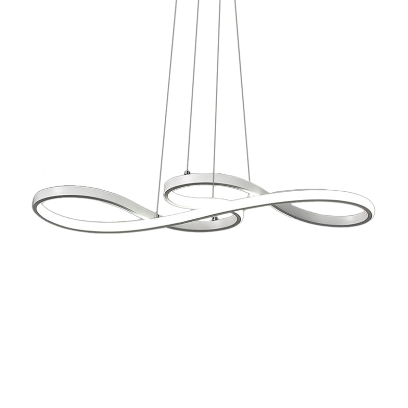 Modernism LED Ceiling Pendant with Acrylic Shade Black/White/Gold Twisted Hanging Lamp in Warm/White/Natural Light, 29.5"/39" Wide Clearhalo 'Ceiling Lights' 'Modern Pendants' 'Modern' 'Pendant Lights' 'Pendants' Lighting' 119073