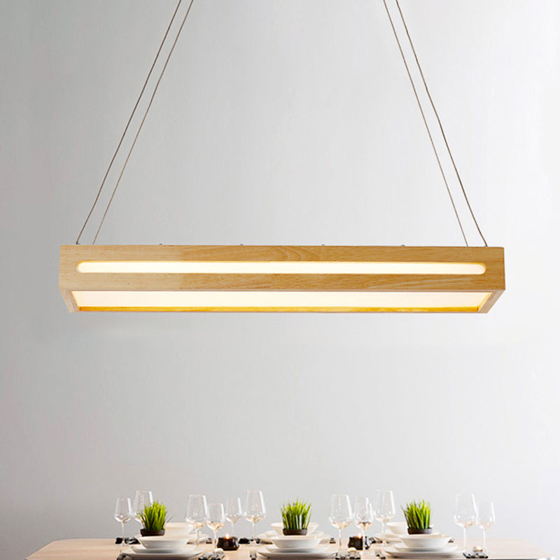 23.5" W Box LED Pendant Light Modern Wooden 1-Light Beige Ceiling Lamp with Diffuser in Warm/White/Natural Light Wood 23.5" Clearhalo 'Ceiling Lights' 'Pendant Lights' 'Pendants' Lighting' 119104_34ff601d-c025-4cad-b8bf-c180bd7d0c71