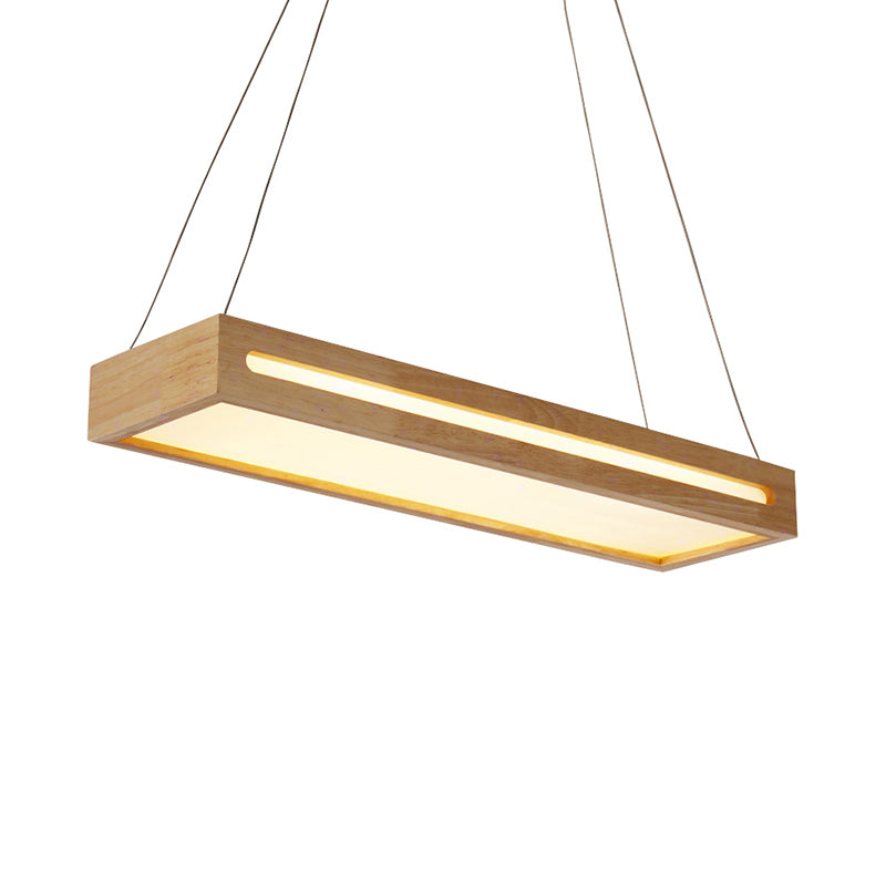 23.5" W Box LED Pendant Light Modern Wooden 1-Light Beige Ceiling Lamp with Diffuser in Warm/White/Natural Light Clearhalo 'Ceiling Lights' 'Pendant Lights' 'Pendants' Lighting' 119106