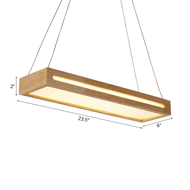 23.5" W Box LED Pendant Light Modern Wooden 1-Light Beige Ceiling Lamp with Diffuser in Warm/White/Natural Light Clearhalo 'Ceiling Lights' 'Pendant Lights' 'Pendants' Lighting' 119107