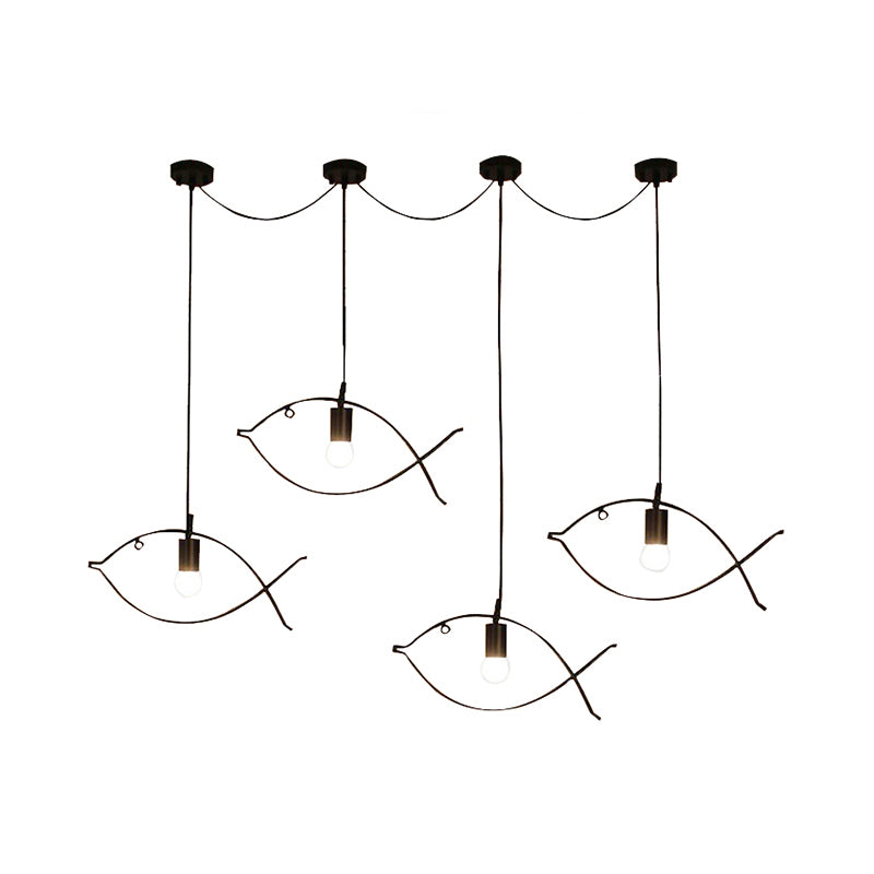 Fish Shape Metal Pendant Lighting Modern Creative 1 Light Black Ceiling Light for Dining Room Clearhalo 'Ceiling Lights' 'Modern Pendants' 'Modern' 'Pendant Lights' 'Pendants' Lighting' 119110