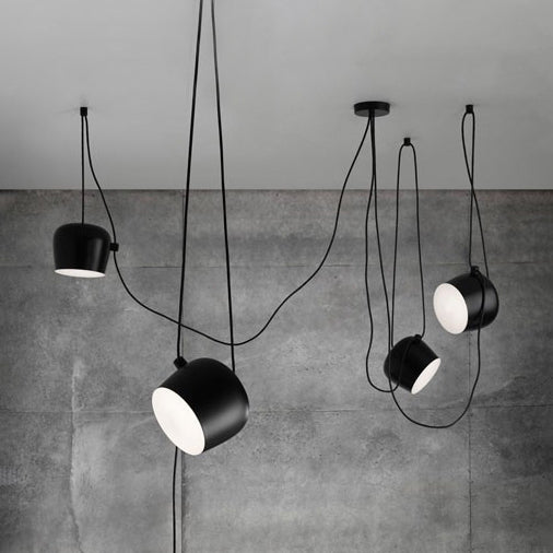 Metal Swag Pendant Light Kit Modern 3/4 Heads Hanging Pendant Light in Black/White with Adjustable Cord 4 Black Clearhalo 'Ceiling Lights' 'Modern Pendants' 'Modern' 'Pendant Lights' 'Pendants' Lighting' 119119