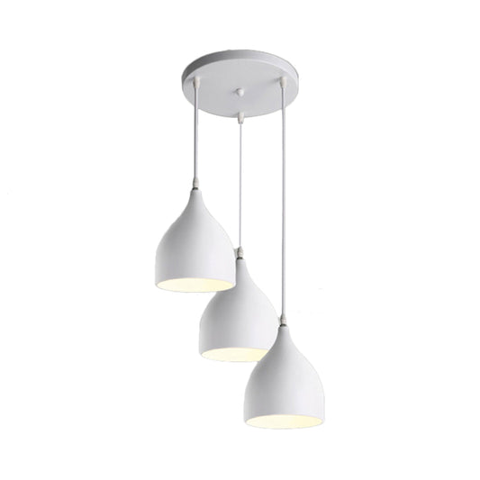 Bell Multi Light Pendant in Modern Style Metal 3 Lights Black/White Hanging Ceiling Light with Round/Linear Canopy Clearhalo 'Ceiling Lights' 'Modern Pendants' 'Modern' 'Pendant Lights' 'Pendants' Lighting' 119143