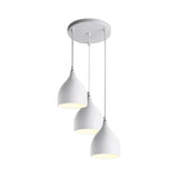 Bell Multi Light Pendant in Modern Style Metal 3 Lights Black/White Hanging Ceiling Light with Round/Linear Canopy Clearhalo 'Ceiling Lights' 'Modern Pendants' 'Modern' 'Pendant Lights' 'Pendants' Lighting' 119143