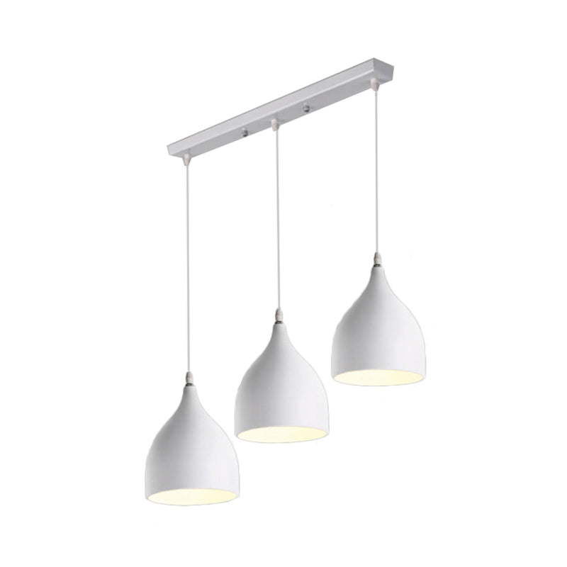 Bell Multi Light Pendant in Modern Style Metal 3 Lights Black/White Hanging Ceiling Light with Round/Linear Canopy Clearhalo 'Ceiling Lights' 'Modern Pendants' 'Modern' 'Pendant Lights' 'Pendants' Lighting' 119145