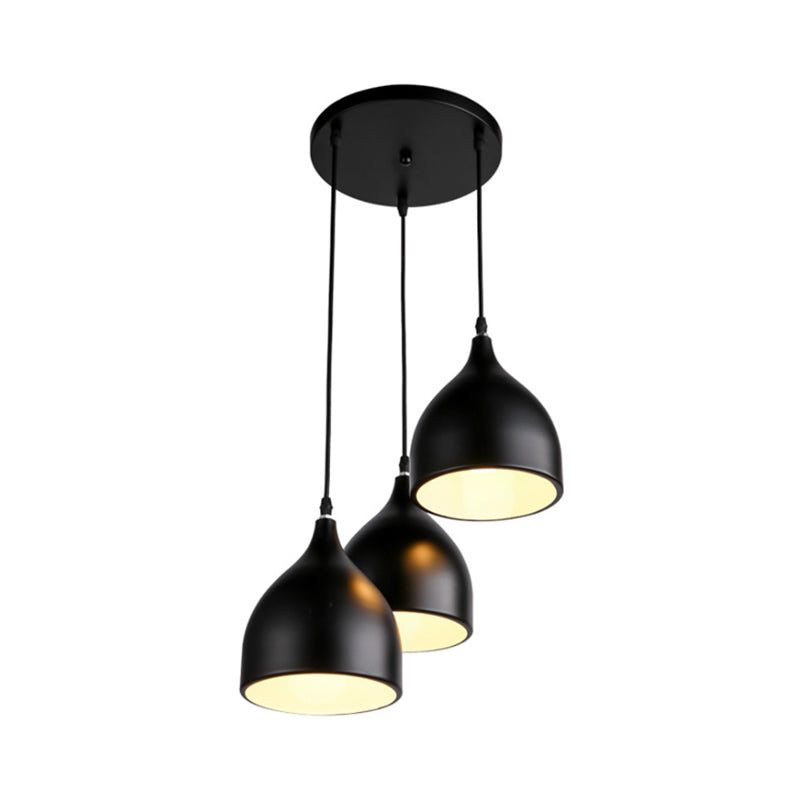 Bell Multi Light Pendant in Modern Style Metal 3 Lights Black/White Hanging Ceiling Light with Round/Linear Canopy Clearhalo 'Ceiling Lights' 'Modern Pendants' 'Modern' 'Pendant Lights' 'Pendants' Lighting' 119148