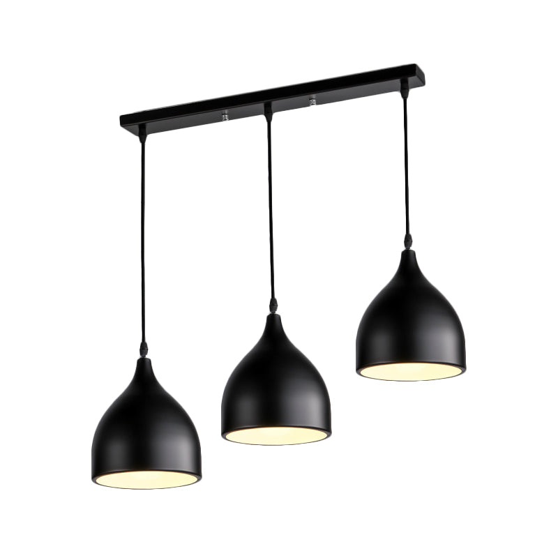 Bell Multi Light Pendant in Modern Style Metal 3 Lights Black/White Hanging Ceiling Light with Round/Linear Canopy Clearhalo 'Ceiling Lights' 'Modern Pendants' 'Modern' 'Pendant Lights' 'Pendants' Lighting' 119151