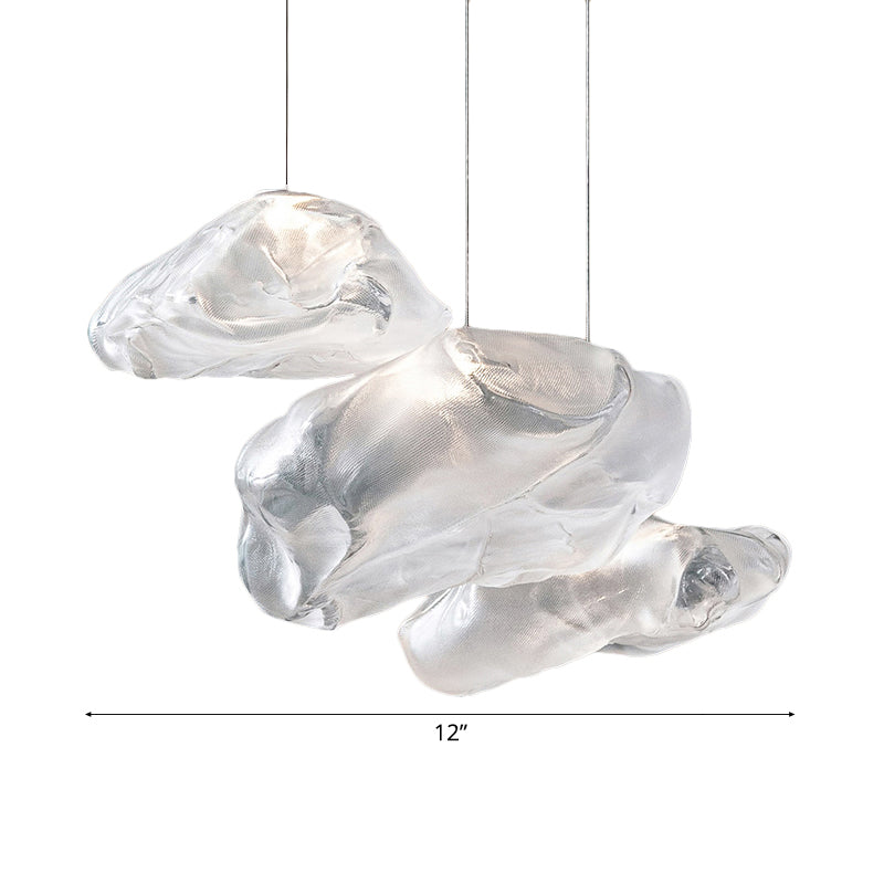 Cloud Shape Cluster Pendant Contemporary Clear Frosted Glass 3 Lights White Led Hanging Light Fixture Clearhalo 'Ceiling Lights' 'Glass shade' 'Glass' 'Modern Pendants' 'Modern' 'Pendant Lights' 'Pendants' Lighting' 119156