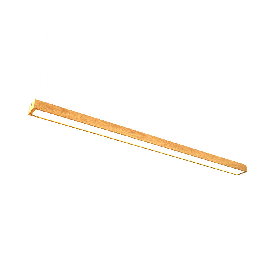 Led Office Pendant Lighting with Slim Rectangular Linear Wooden Shade Minimal Dark Brown/Light Brown Hanging Ceiling Light Fixture Clearhalo 'Ceiling Lights' 'Modern Pendants' 'Modern' 'Pendant Lights' 'Pendants' Lighting' 119174