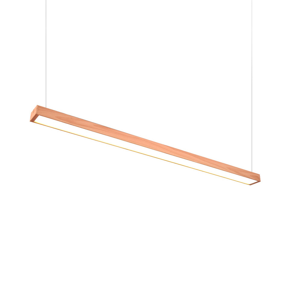 Led Office Pendant Lighting with Slim Rectangular Linear Wooden Shade Minimal Dark Brown/Light Brown Hanging Ceiling Light Fixture Clearhalo 'Ceiling Lights' 'Modern Pendants' 'Modern' 'Pendant Lights' 'Pendants' Lighting' 119175