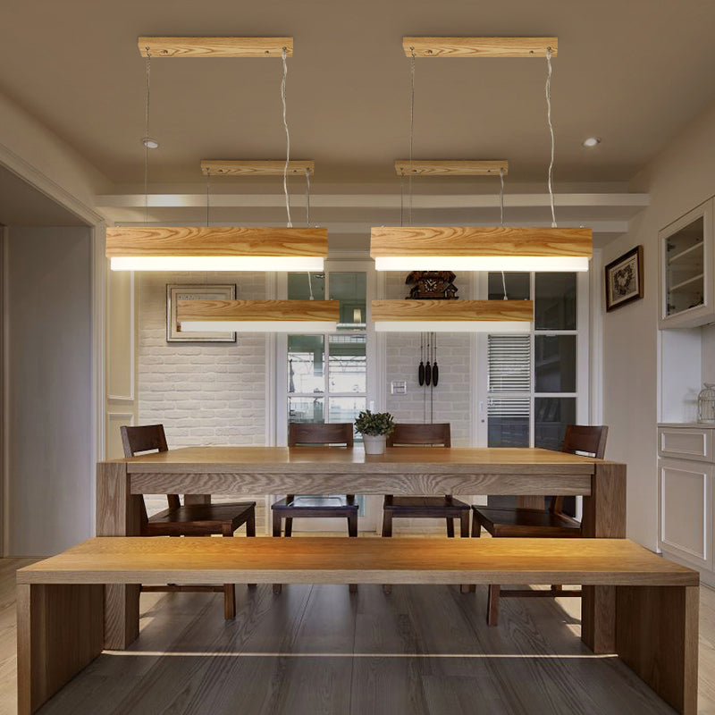 Linear Dining Room Pendant Light Wooden 1-Light Modern Hanging Ceiling Light with Diffuser Clearhalo 'Ceiling Lights' 'Pendant Lights' 'Pendants' Lighting' 119178