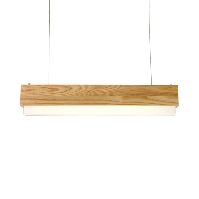 Linear Dining Room Pendant Light Wooden 1-Light Modern Hanging Ceiling Light with Diffuser Clearhalo 'Ceiling Lights' 'Pendant Lights' 'Pendants' Lighting' 119180