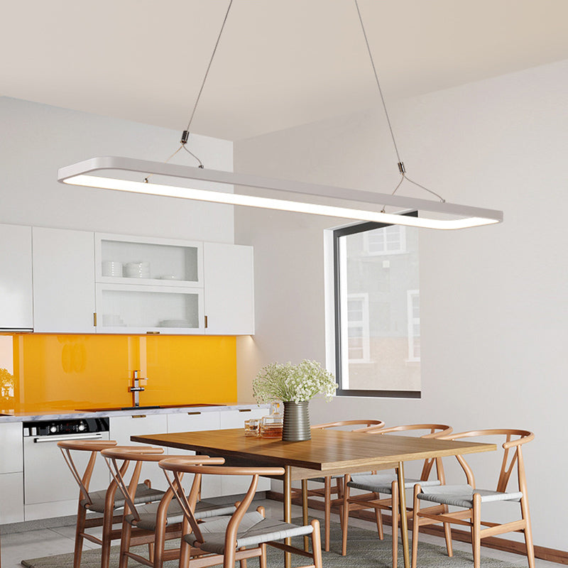 Linear Kitchen Suspension Pendant Acrylic 39"/47" Wide LED Simple Ceiling Light over Island in Warm/White Light White Clearhalo 'Ceiling Lights' 'Modern Pendants' 'Modern' 'Pendant Lights' 'Pendants' Lighting' 119190