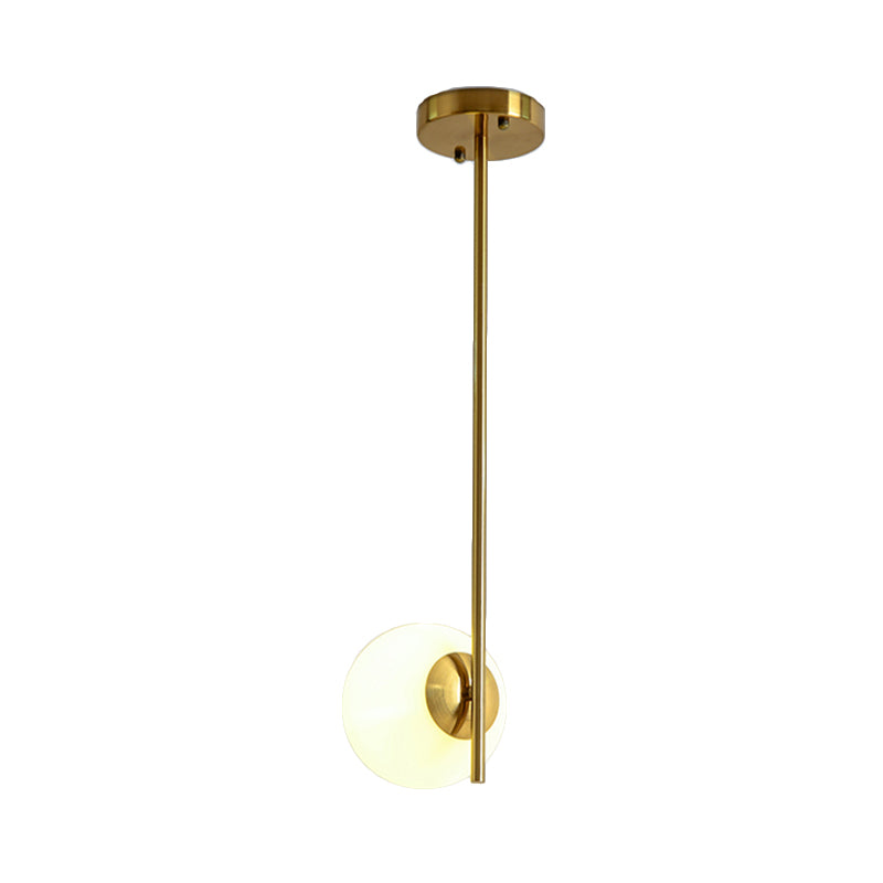 Globe White Glass Pendant Lighting Post-Modernist 1 Light Gold Ceiling Hung Fixture Clearhalo 'Ceiling Lights' 'Glass shade' 'Glass' 'Modern Pendants' 'Modern' 'Pendant Lights' 'Pendants' Lighting' 119249