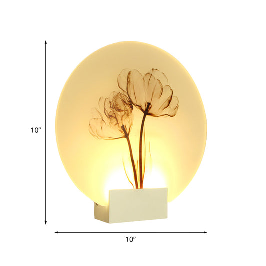 Oriental Style Circular Acrylic Wall Lighting LED Blossoms Mural Lamp in White for Corridor Clearhalo 'Wall Lamps & Sconces' 'Wall Lights' Lighting' 1192593