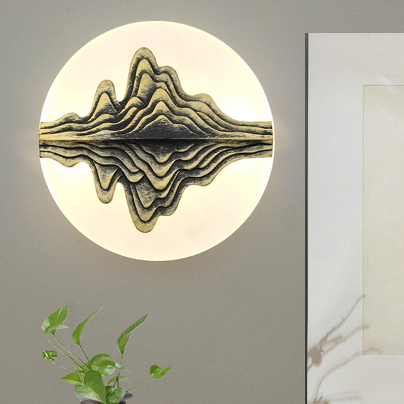 Gold/Blue Rounded Mountain Mural Light Chinese Style LED Acrylic Wall Mounted Lamp for Bedroom Gold Clearhalo 'Wall Lamps & Sconces' 'Wall Lights' Lighting' 1193060