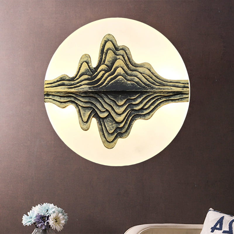 Gold/Blue Rounded Mountain Mural Light Chinese Style LED Acrylic Wall Mounted Lamp for Bedroom Clearhalo 'Wall Lamps & Sconces' 'Wall Lights' Lighting' 1193061