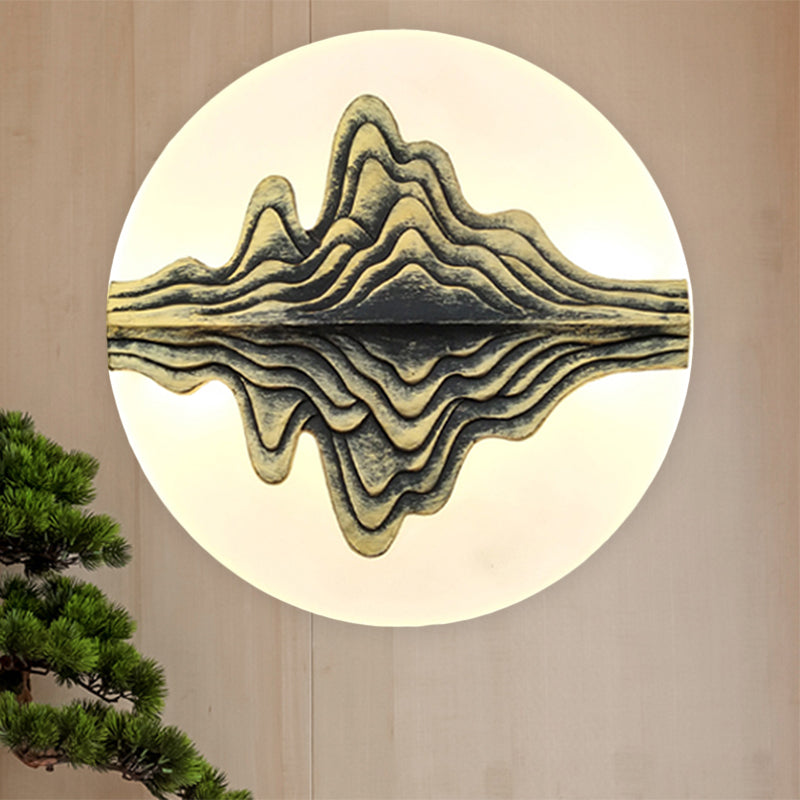 Gold/Blue Rounded Mountain Mural Light Chinese Style LED Acrylic Wall Mounted Lamp for Bedroom Clearhalo 'Wall Lamps & Sconces' 'Wall Lights' Lighting' 1193062