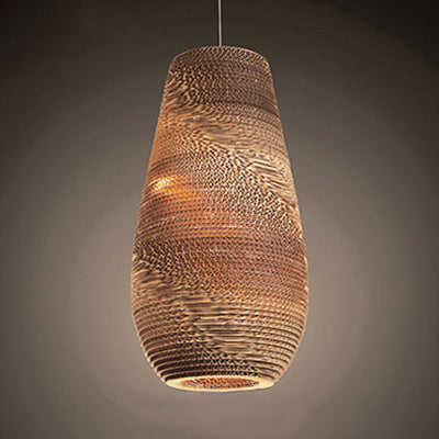 Parchment Paper Vase Shaped Suspended Light Asian Single Pendant Light in Brown for Restaurant Clearhalo 'Ceiling Lights' 'Pendant Lights' 'Pendants' Lighting' 119313