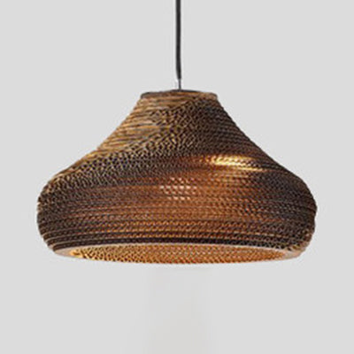 Parchment Paper Vase Shaped Suspended Light Asian Single Pendant Light in Brown for Restaurant Brown 14" B Clearhalo 'Ceiling Lights' 'Pendant Lights' 'Pendants' Lighting' 119314_a809e3c5-c0d9-4cd8-af1b-3b4cf251e3c1