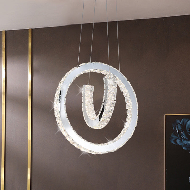 Stainless Steel LED Drop Pendant Simplicity Cut Crystal Letters Chandelier Light Stainless-Steel Clearhalo 'Ceiling Lights' 'Chandeliers' 'Modern Chandeliers' 'Modern' Lighting' 1193151