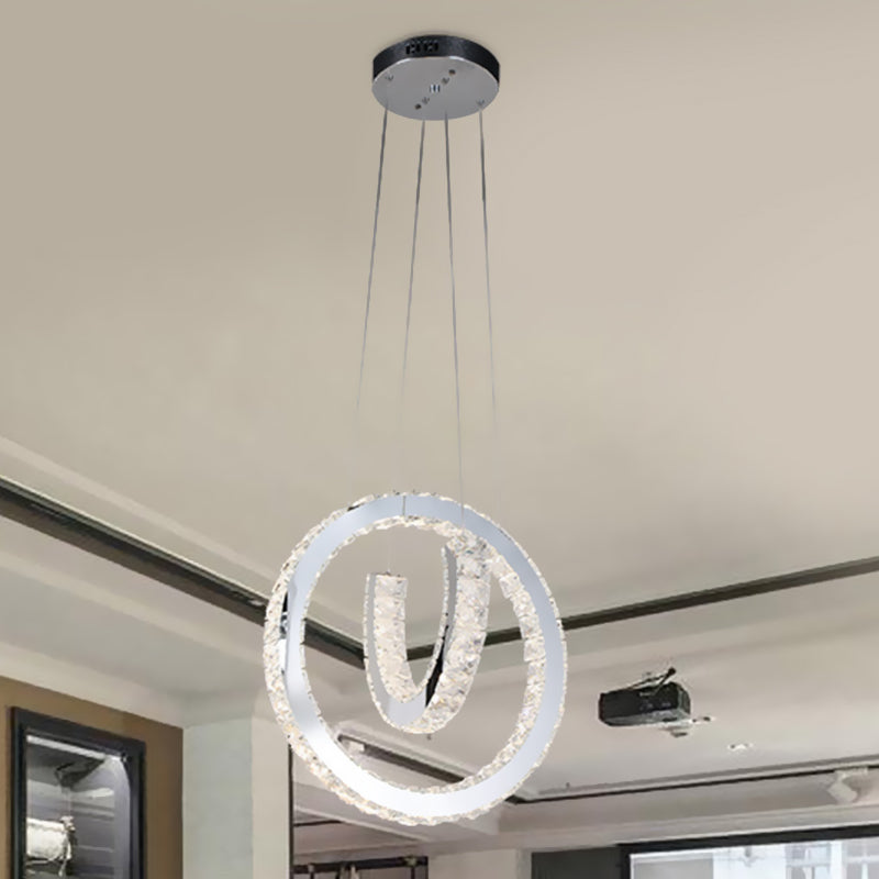 Stainless Steel LED Drop Pendant Simplicity Cut Crystal Letters Chandelier Light Clearhalo 'Ceiling Lights' 'Chandeliers' 'Modern Chandeliers' 'Modern' Lighting' 1193152
