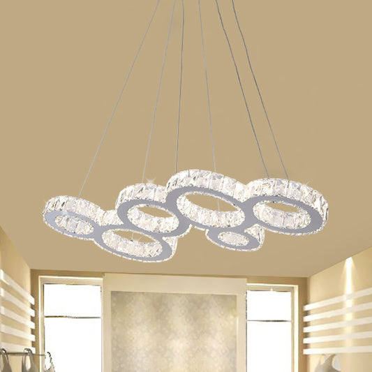 Bubble LED Pendant Lighting Modern Style Stainless Steel Crystal Hanging Light over Island Stainless-Steel Clearhalo 'Ceiling Lights' 'Island Lights' Lighting' 1193447