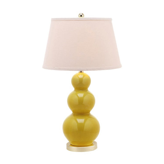 Traditional Style Conical Shaped Table Light 1 Bulb Fabric Table Lamp in Yellow for Living Room Clearhalo 'Lamps' 'Table Lamps' Lighting' 1193583