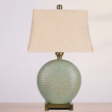 Flared Shaped Desk Light Vintage Style 1 Light Fabric Nightstand Lamp in Green for Bedside Clearhalo 'Lamps' 'Table Lamps' Lighting' 1193642