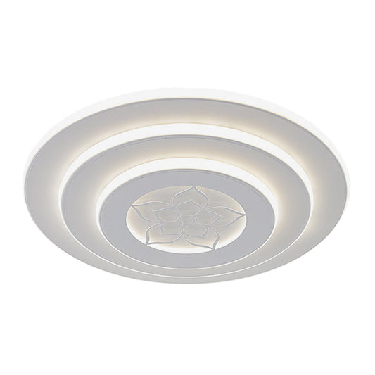 Modernist 3-Stacked Circle Flush Lighting Metallic LED Bedroom Ceiling Flush Mount in White Clearhalo 'Ceiling Lights' 'Close To Ceiling Lights' 'Close to ceiling' 'Flush mount' Lighting' 1193729