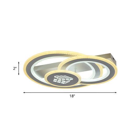 3-Circular Semi Mount Lighting Modernism Acrylic LED White Close to Ceiling Lamp for Bedroom Clearhalo 'Ceiling Lights' 'Close To Ceiling Lights' 'Close to ceiling' 'Semi-flushmount' Lighting' 1193734