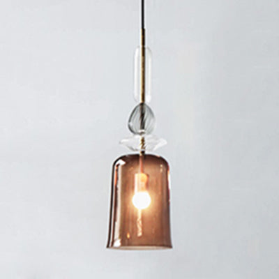 Pink/Blue/Amber Globe/Cylindrical/Dome Suspension Pendant Modernist 1 Light Smooth/Water Glass Hanging Ceiling Light Amber Clearhalo 'Ceiling Lights' 'Glass shade' 'Glass' 'Modern Pendants' 'Modern' 'Pendant Lights' 'Pendants' Lighting' 119375