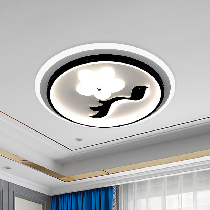 Contemporary Circle Flush Lighting Acrylic LED Bedroom Flush Mounted Lamp with Flower Design in Black (The customization will be 15 days) Black C Clearhalo 'Ceiling Lights' 'Close To Ceiling Lights' 'Close to ceiling' 'Flush mount' Lighting' 1193753